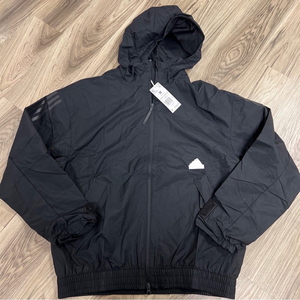 Adidas 3 Stripes New Storm Jacket Mens Medium Black HG2062 NWT $180 MSRP